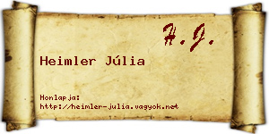 Heimler Júlia névjegykártya